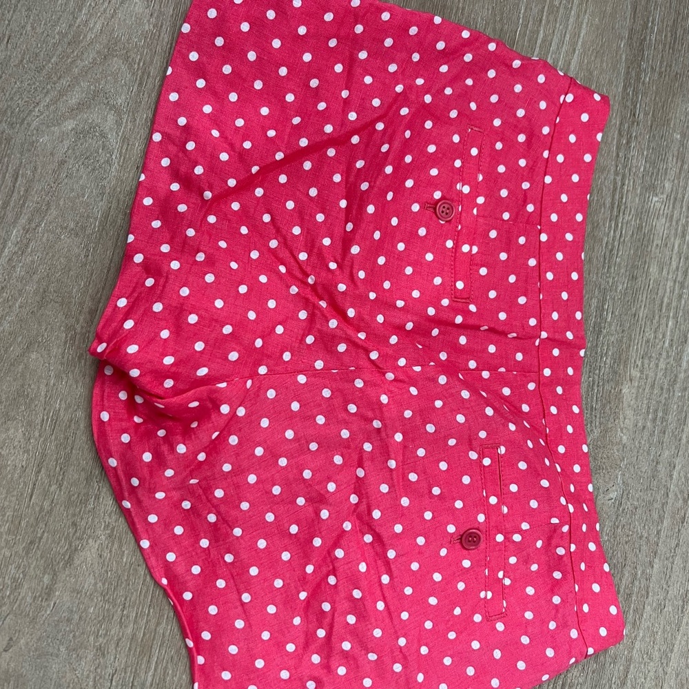 Jcrew linen pink and white polka dot shorts size 10 - Picture 4 of 8
